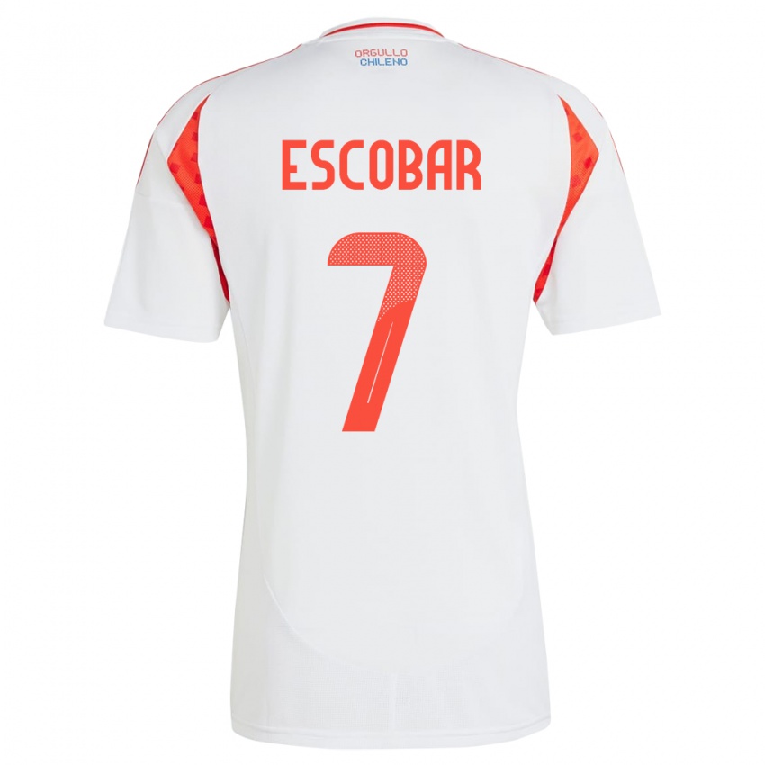 Bambino Maglia Cile Bastián Escobar #7 Bianco Kit Gara Away 24-26 Maglietta