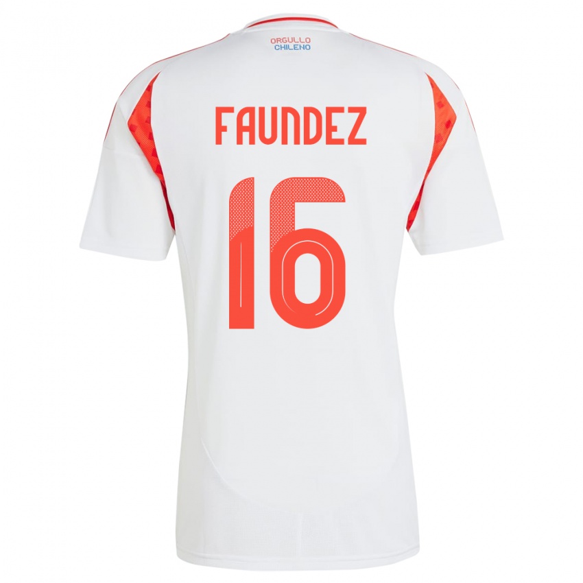 Bambino Maglia Cile Felipe Faúndez #16 Bianco Kit Gara Away 24-26 Maglietta