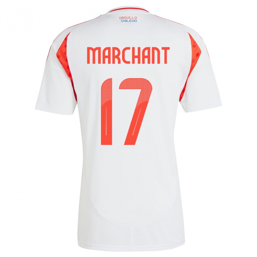 Bambino Maglia Cile Francisco Marchant #17 Bianco Kit Gara Away 24-26 Maglietta