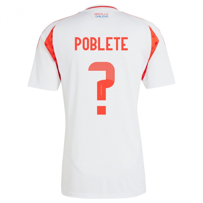 Bambino Maglia Cile José Poblete #0 Bianco Kit Gara Away 24-26 Maglietta