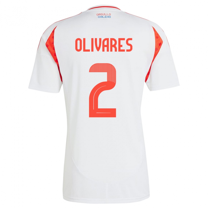 Bambino Maglia Cile Michelle Olivares #2 Bianco Kit Gara Away 24-26 Maglietta