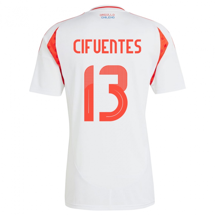 Bambino Maglia Cile Anaís Cifuentes #13 Bianco Kit Gara Away 24-26 Maglietta