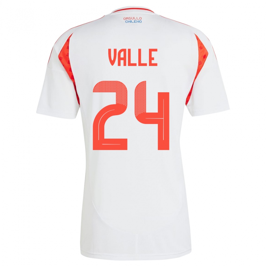 Bambino Maglia Cile Alessandra Valle #24 Bianco Kit Gara Away 24-26 Maglietta