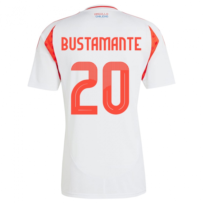Bambino Maglia Cile Paloma Bustamante #20 Bianco Kit Gara Away 24-26 Maglietta