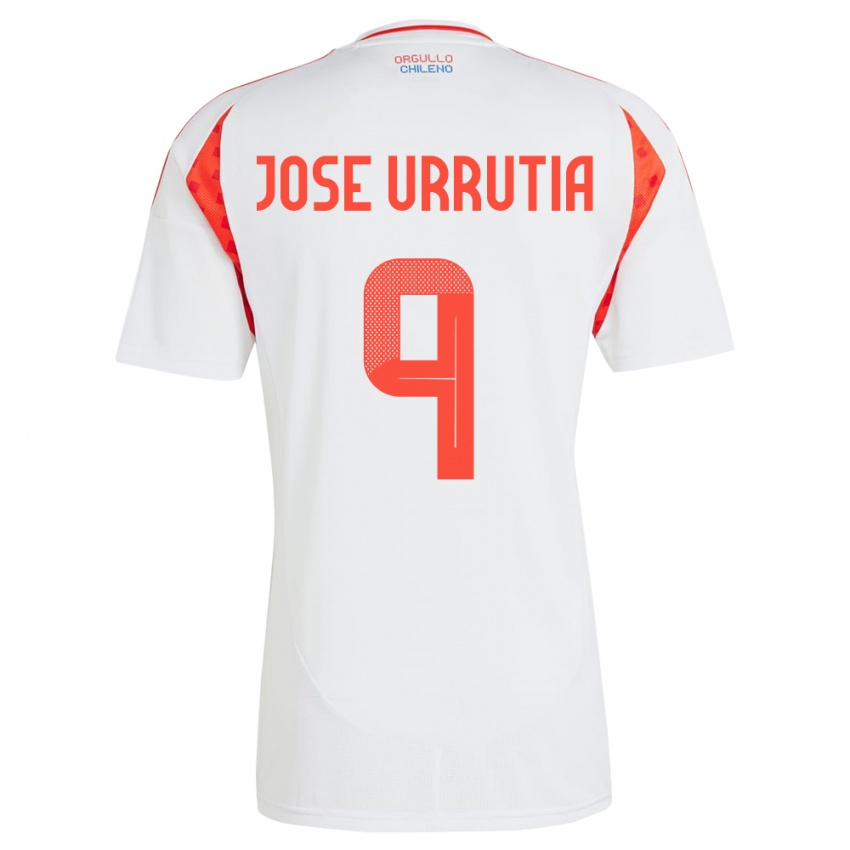 Bambino Maglia Cile María José Urrutia #9 Bianco Kit Gara Away 24-26 Maglietta