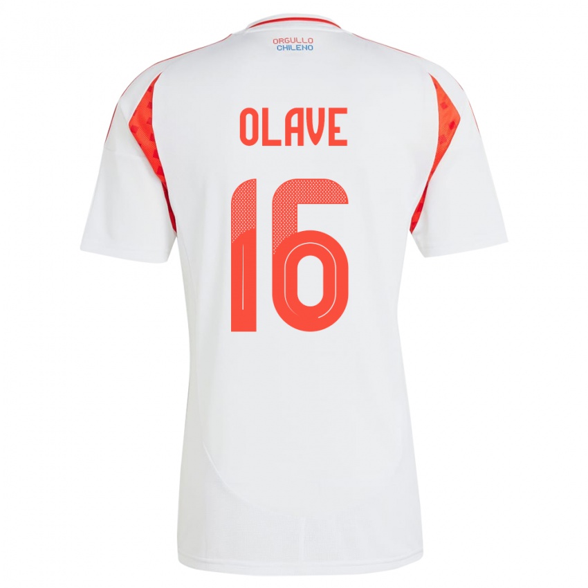 Bambino Maglia Cile Isidora Olave #16 Bianco Kit Gara Away 24-26 Maglietta