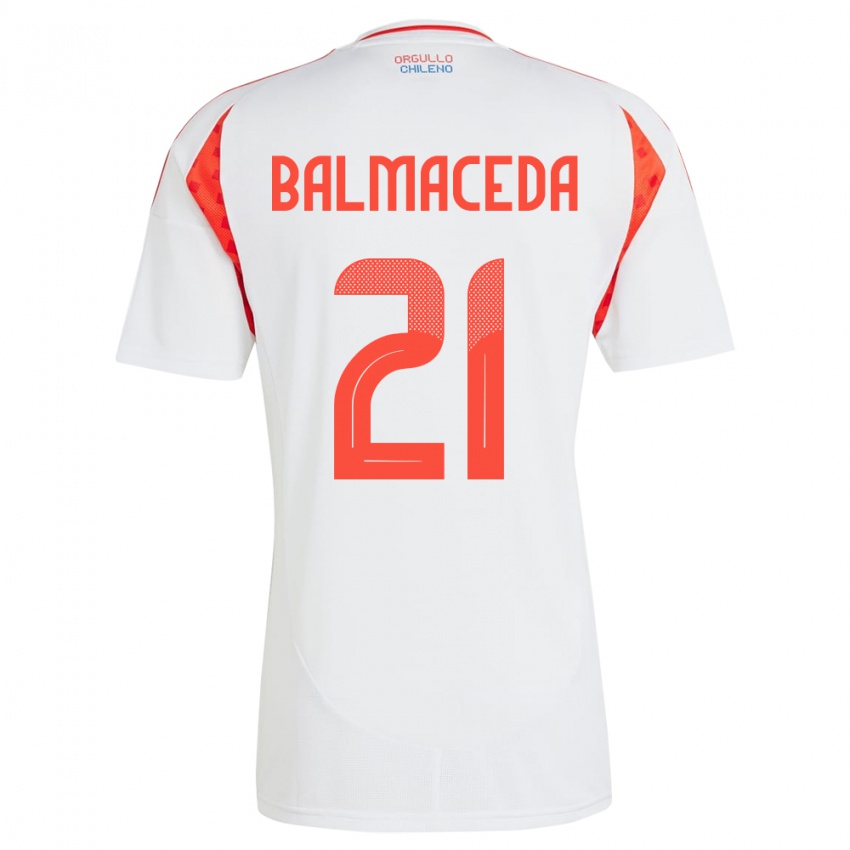 Bambino Maglia Cile Rosario Balmaceda #21 Bianco Kit Gara Away 24-26 Maglietta