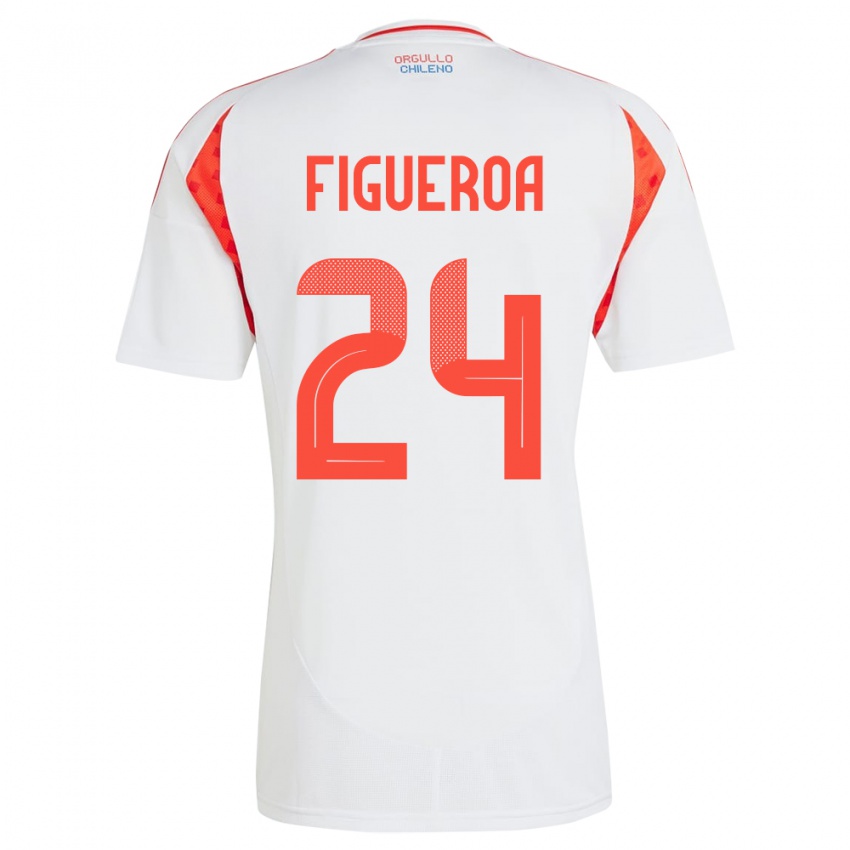 Bambino Maglia Cile Ámbar Figueroa #24 Bianco Kit Gara Away 24-26 Maglietta