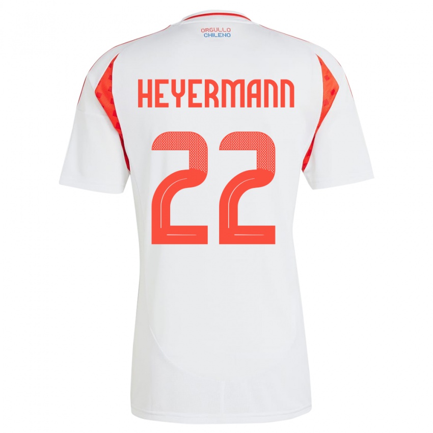 Bambino Maglia Cile Agustina Heyermann #22 Bianco Kit Gara Away 24-26 Maglietta