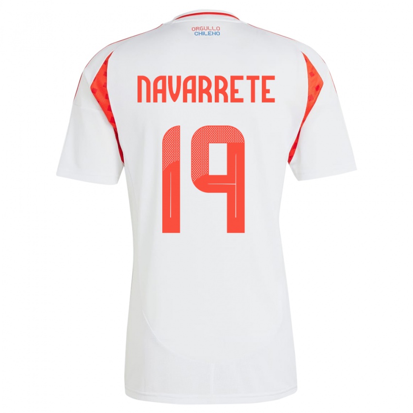 Bambino Maglia Cile Valentina Navarrete #19 Bianco Kit Gara Away 24-26 Maglietta