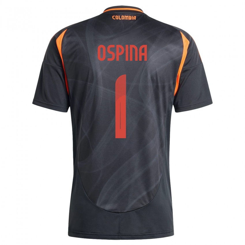 Bambino Maglia Colombia David Ospina #1 Nero Kit Gara Away 24-26 Maglietta