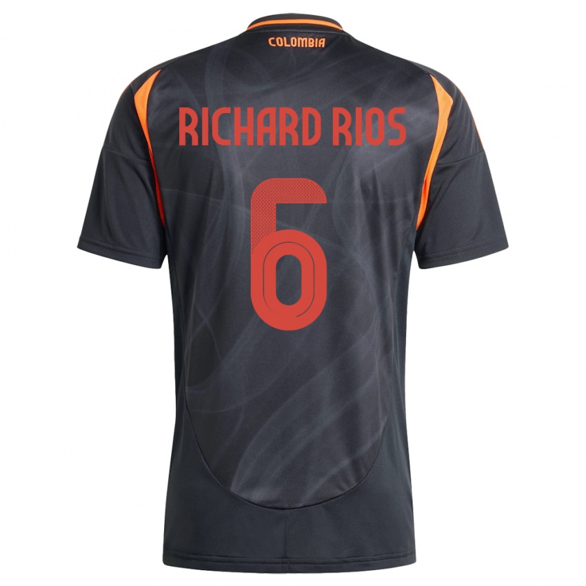 Bambino Maglia Colombia Richard Ríos #6 Nero Kit Gara Away 24-26 Maglietta