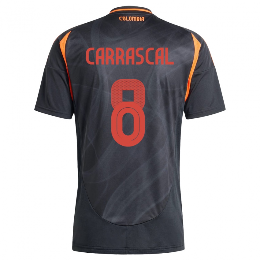 Bambino Maglia Colombia Jorge Carrascal #8 Nero Kit Gara Away 24-26 Maglietta