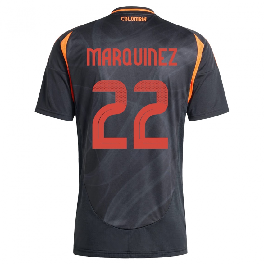 Bambino Maglia Colombia Luis Marquinez #22 Nero Kit Gara Away 24-26 Maglietta