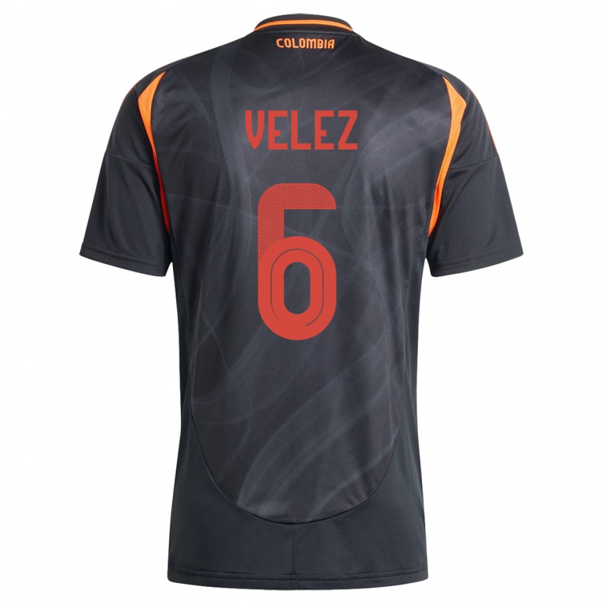 Bambino Maglia Colombia Jhon Vélez #6 Nero Kit Gara Away 24-26 Maglietta