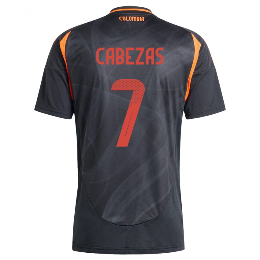 Bambino Maglia Colombia Jorge Cabezas #7 Nero Kit Gara Away 24-26 Maglietta