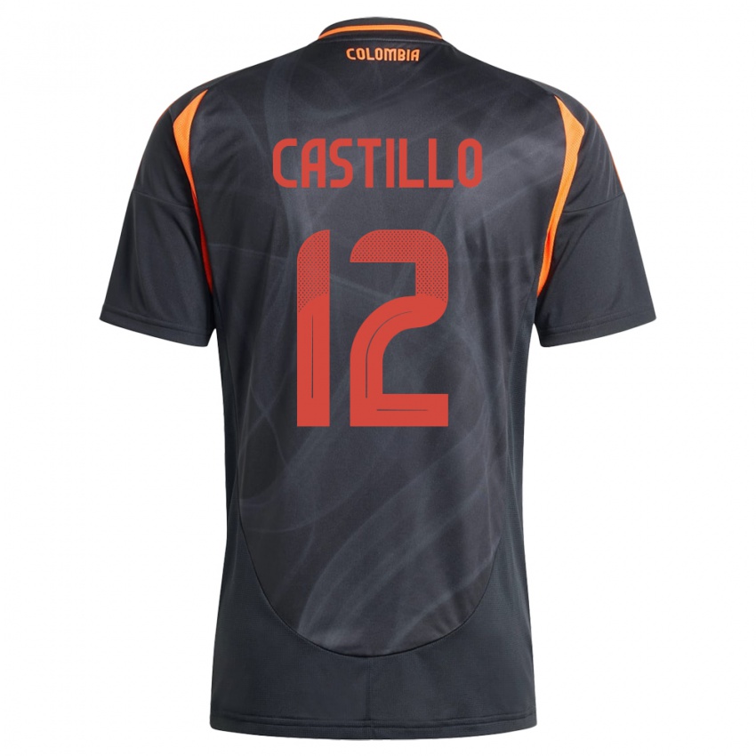 Bambino Maglia Colombia Juan Castillo #12 Nero Kit Gara Away 24-26 Maglietta