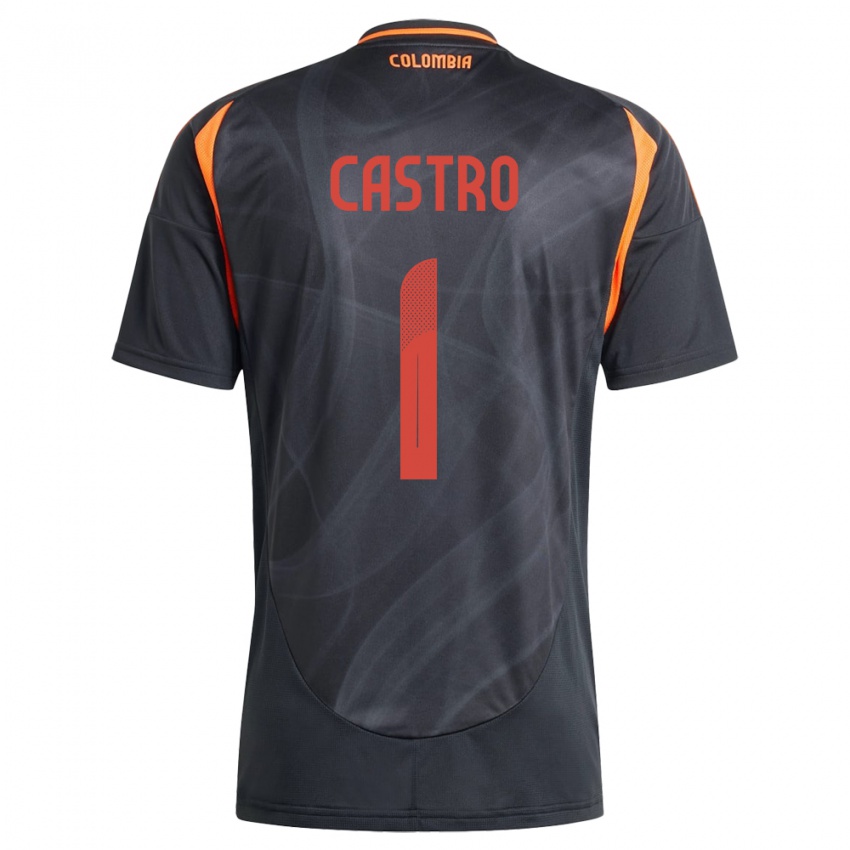 Bambino Maglia Colombia Danny Castro #1 Nero Kit Gara Away 24-26 Maglietta