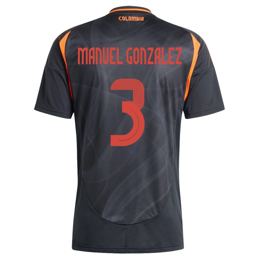 Bambino Maglia Colombia Carlos Manuel González #3 Nero Kit Gara Away 24-26 Maglietta