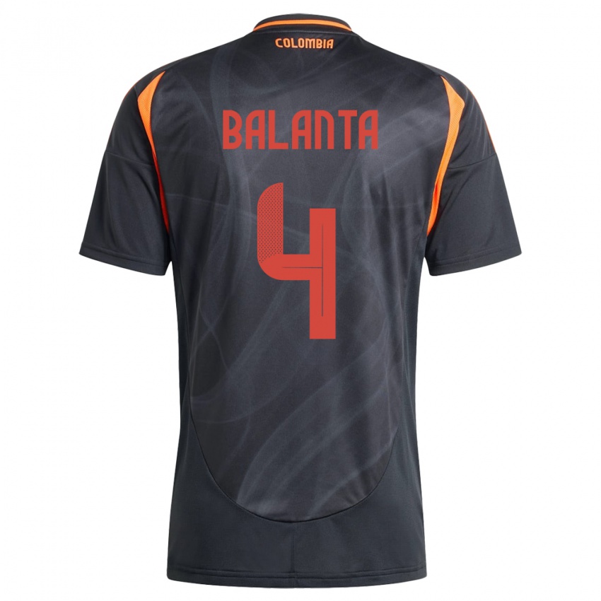 Bambino Maglia Colombia Marlon Balanta #4 Nero Kit Gara Away 24-26 Maglietta