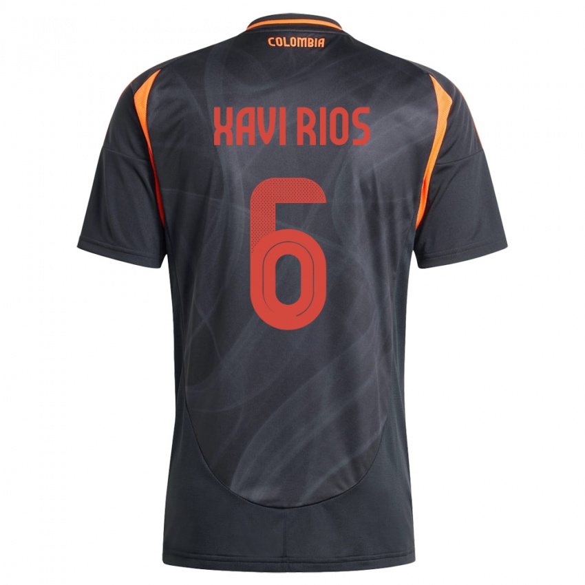 Bambino Maglia Colombia Xavi Ríos #6 Nero Kit Gara Away 24-26 Maglietta