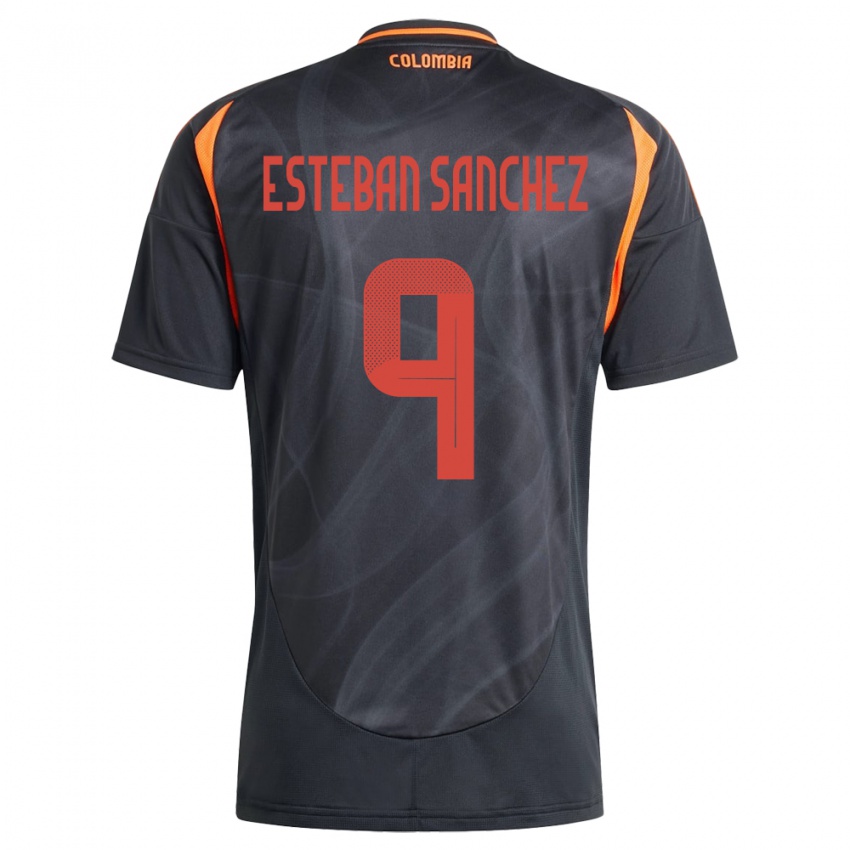 Bambino Maglia Colombia Juan Esteban Sánchez #9 Nero Kit Gara Away 24-26 Maglietta