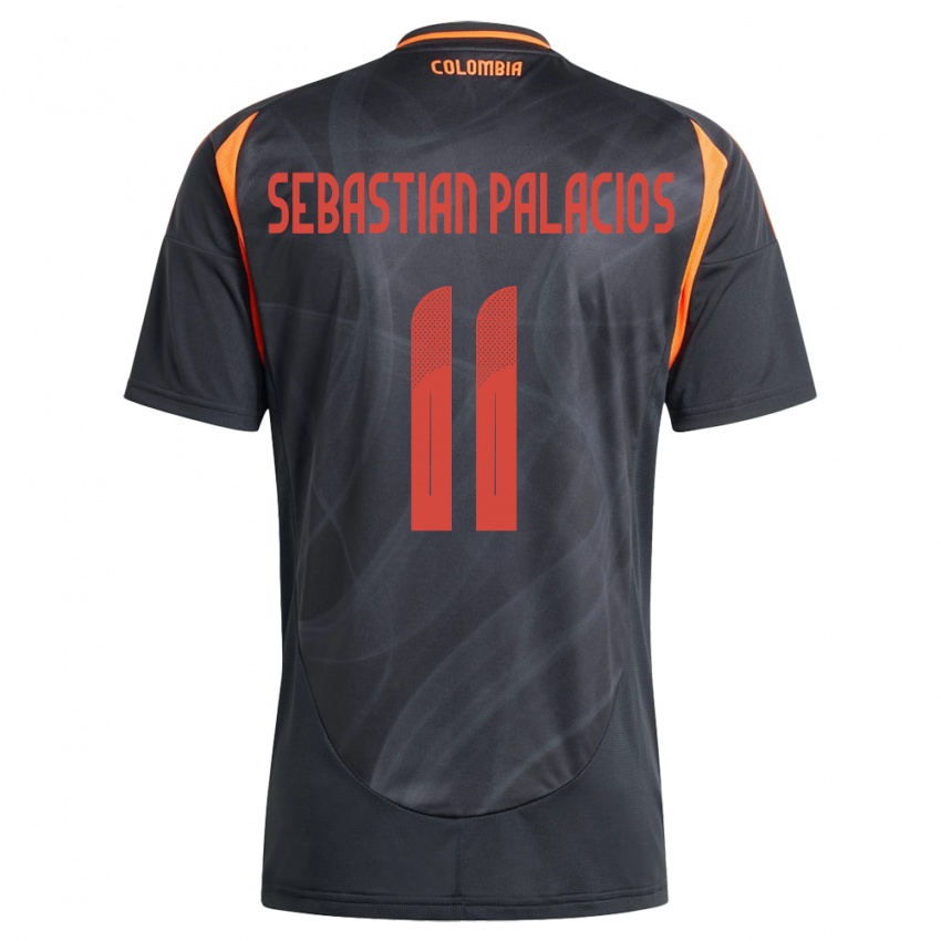 Bambino Maglia Colombia Juan Sebastián Palacios #11 Nero Kit Gara Away 24-26 Maglietta