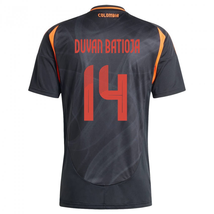 Bambino Maglia Colombia Andy Duván Batioja #14 Nero Kit Gara Away 24-26 Maglietta