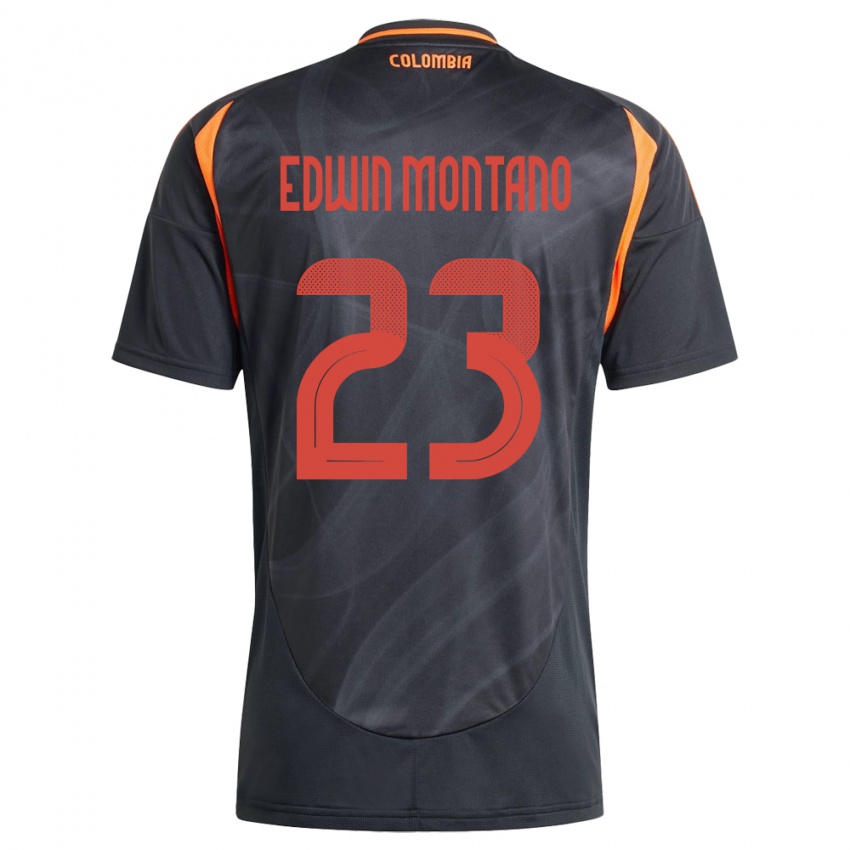 Bambino Maglia Colombia John Edwin Montaño #23 Nero Kit Gara Away 24-26 Maglietta