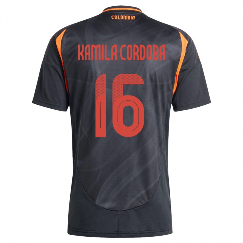 Bambino Maglia Colombia Sara Kamila Córdoba #16 Nero Kit Gara Away 24-26 Maglietta