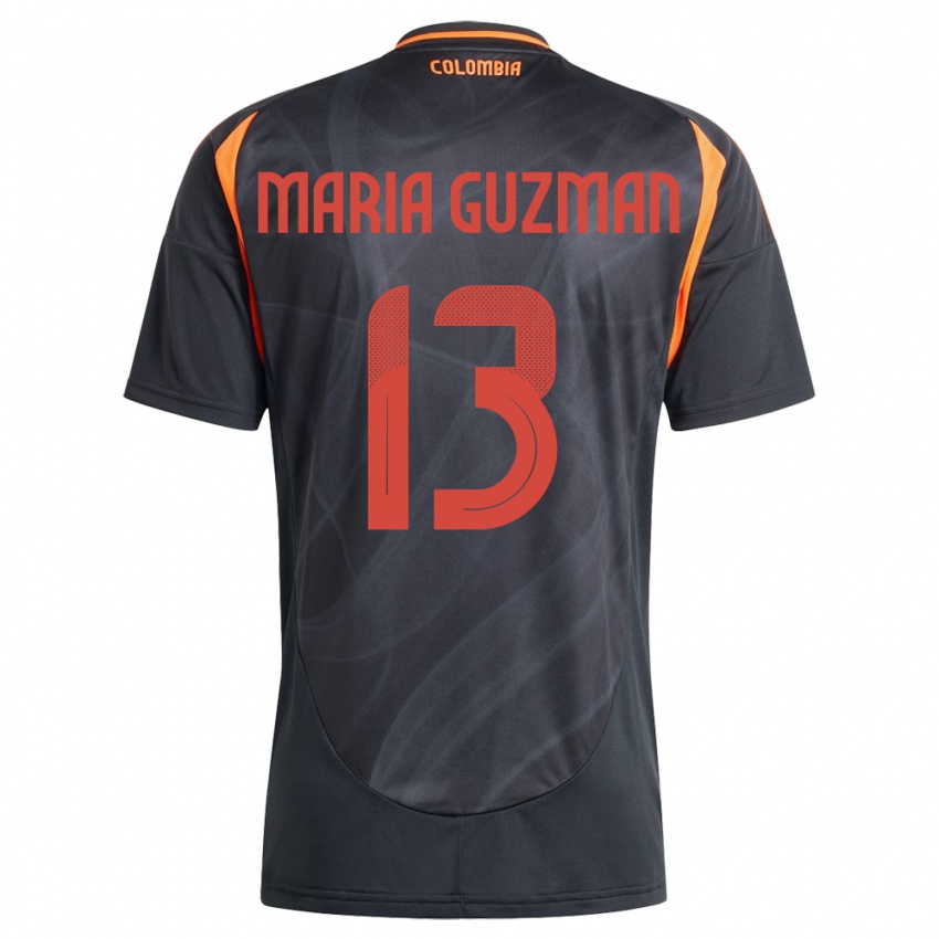 Bambino Maglia Colombia Ana María Guzmán #13 Nero Kit Gara Away 24-26 Maglietta