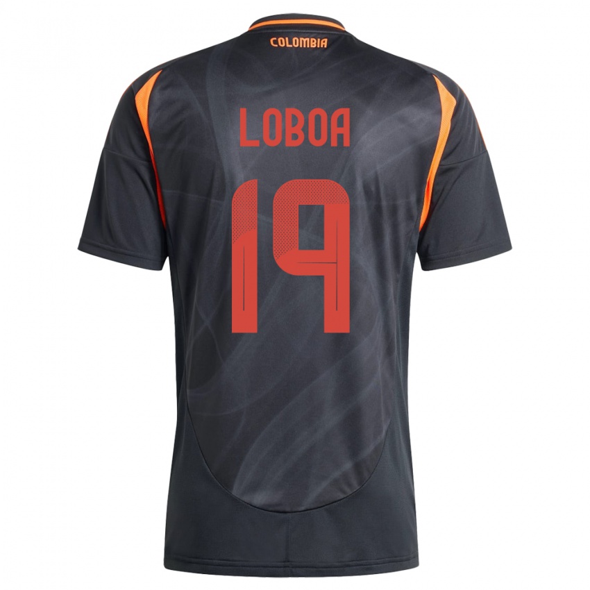 Bambino Maglia Colombia Valerin Loboa #19 Nero Kit Gara Away 24-26 Maglietta