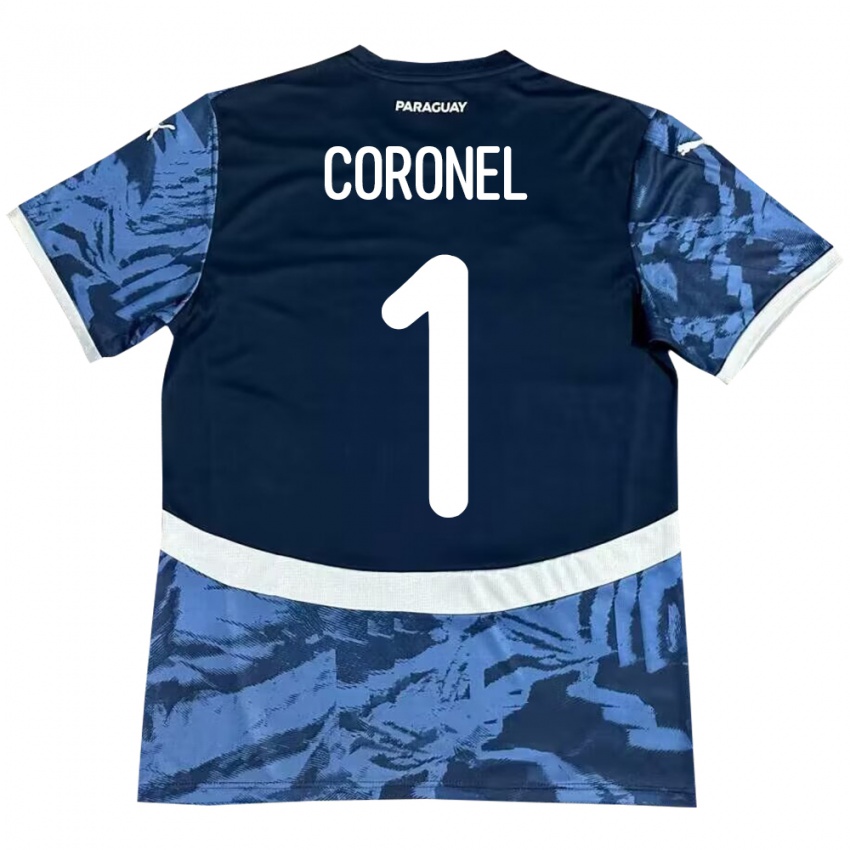 Bambino Maglia Paraguay Carlos Coronel #1 Blu Kit Gara Away 24-26 Maglietta