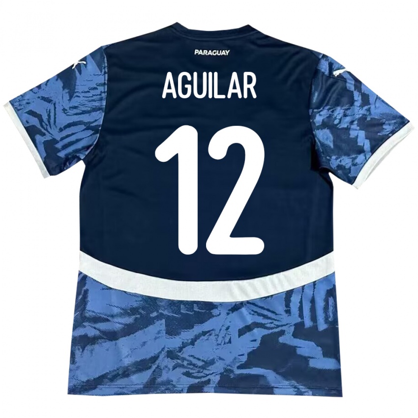 Bambino Maglia Paraguay Alfredo Aguilar #12 Blu Kit Gara Away 24-26 Maglietta