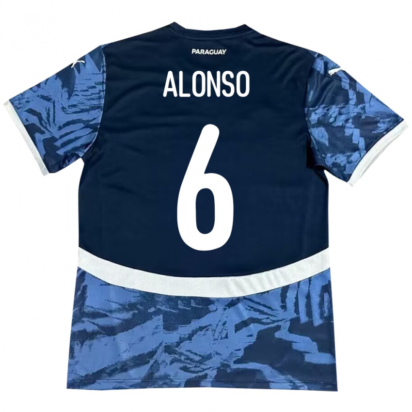 Bambino Maglia Paraguay Júnior Alonso #6 Blu Kit Gara Away 24-26 Maglietta