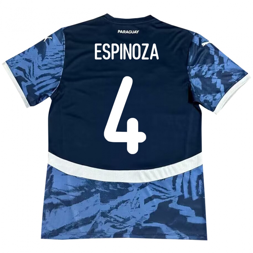 Bambino Maglia Paraguay Matías Espinoza #4 Blu Kit Gara Away 24-26 Maglietta