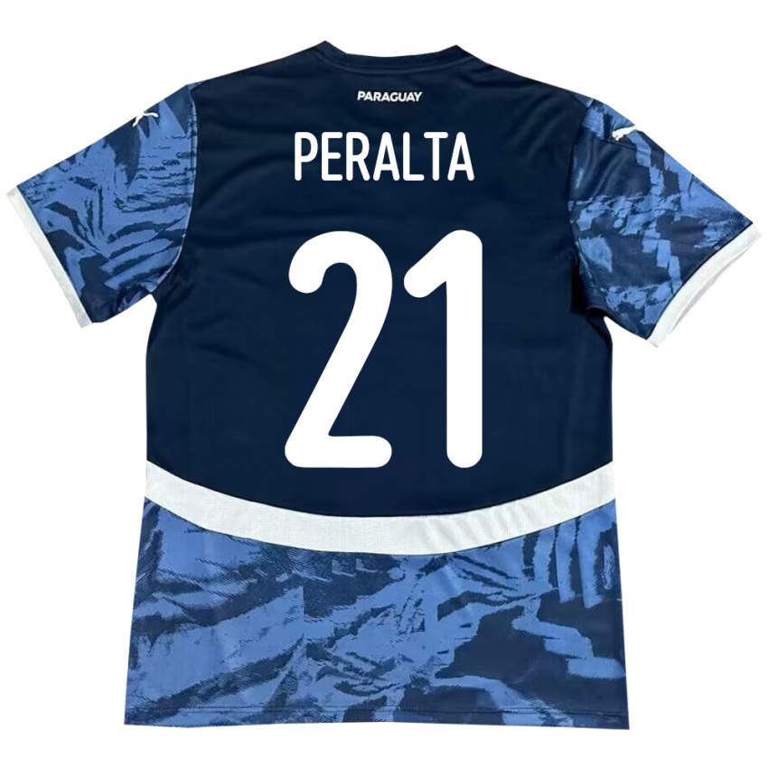 Bambino Maglia Paraguay Fabrizio Peralta #21 Blu Kit Gara Away 24-26 Maglietta