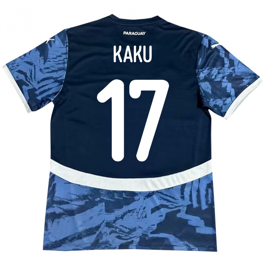 Bambino Maglia Paraguay Kaku #17 Blu Kit Gara Away 24-26 Maglietta