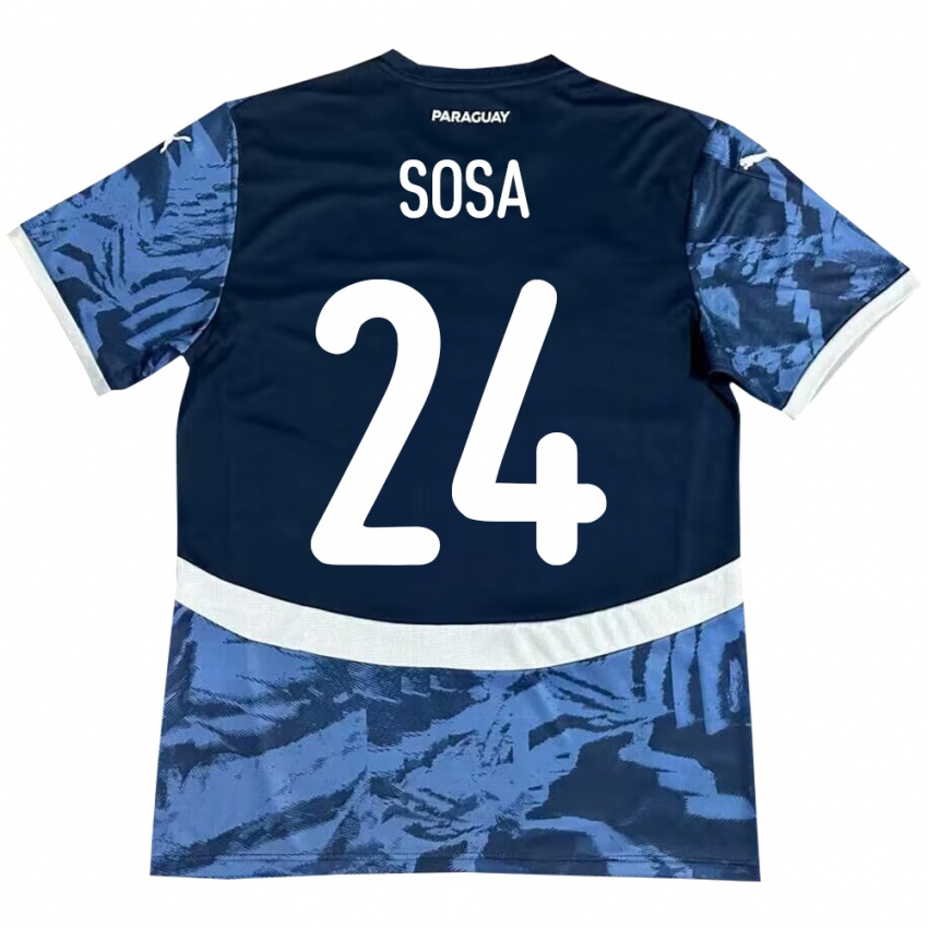 Bambino Maglia Paraguay Ramón Sosa #24 Blu Kit Gara Away 24-26 Maglietta