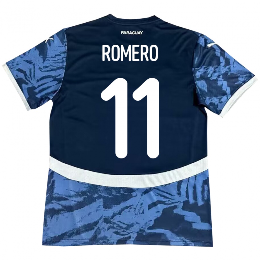 Bambino Maglia Paraguay Ángel Romero #11 Blu Kit Gara Away 24-26 Maglietta