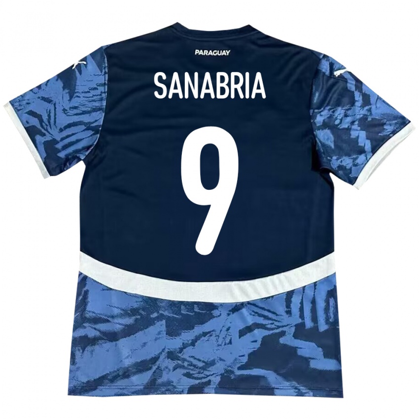 Bambino Maglia Paraguay Antonio Sanabria #9 Blu Kit Gara Away 24-26 Maglietta