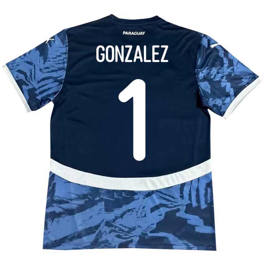 Bambino Maglia Paraguay Ángel González #1 Blu Kit Gara Away 24-26 Maglietta