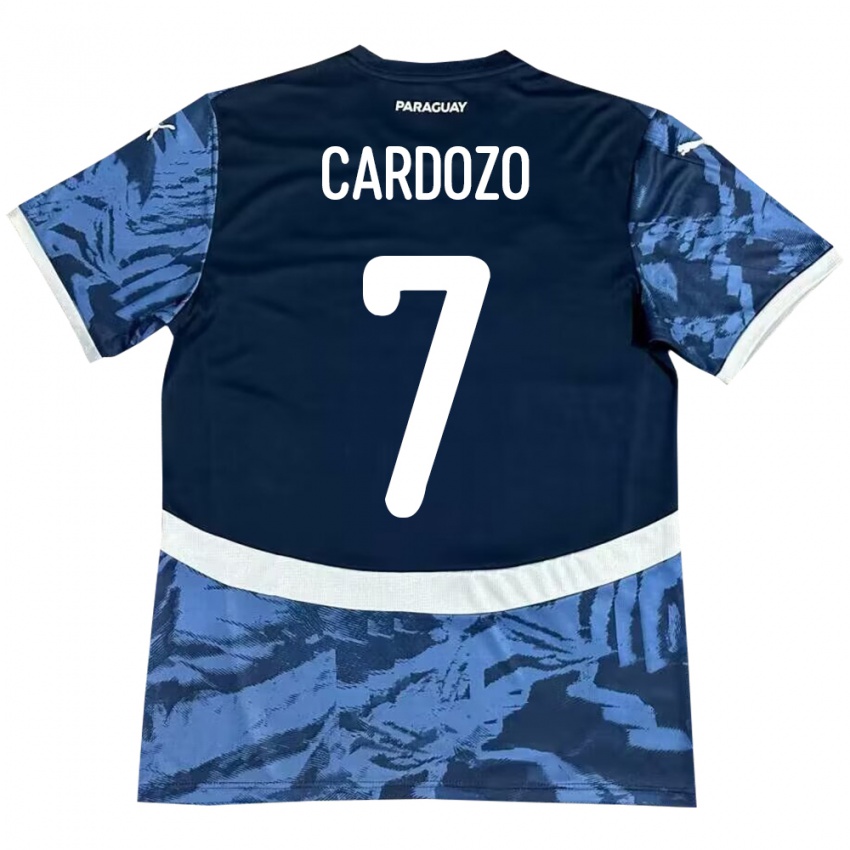 Bambino Maglia Paraguay Fernando Cardozo #7 Blu Kit Gara Away 24-26 Maglietta