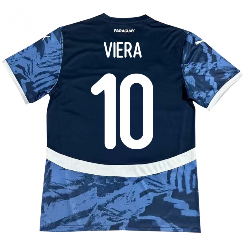 Bambino Maglia Paraguay Wílder Viera #10 Blu Kit Gara Away 24-26 Maglietta