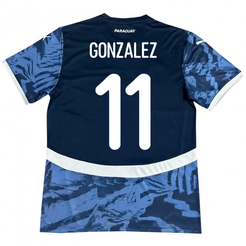 Bambino Maglia Paraguay Enso González #11 Blu Kit Gara Away 24-26 Maglietta