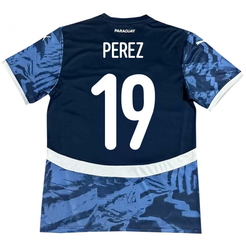 Bambino Maglia Paraguay Marcelo Pérez #19 Blu Kit Gara Away 24-26 Maglietta