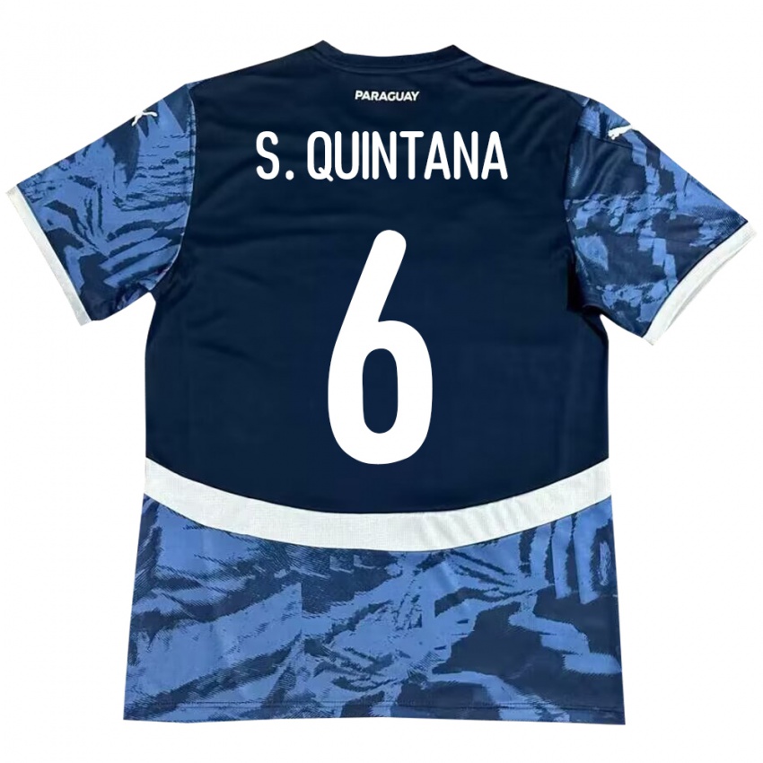 Bambino Maglia Paraguay Sebastián Quintana #6 Blu Kit Gara Away 24-26 Maglietta