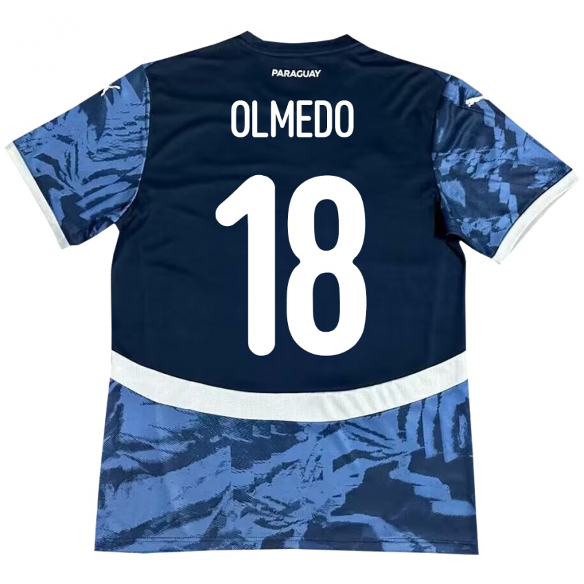 Bambino Maglia Paraguay Cesar Olmedo #18 Blu Kit Gara Away 24-26 Maglietta