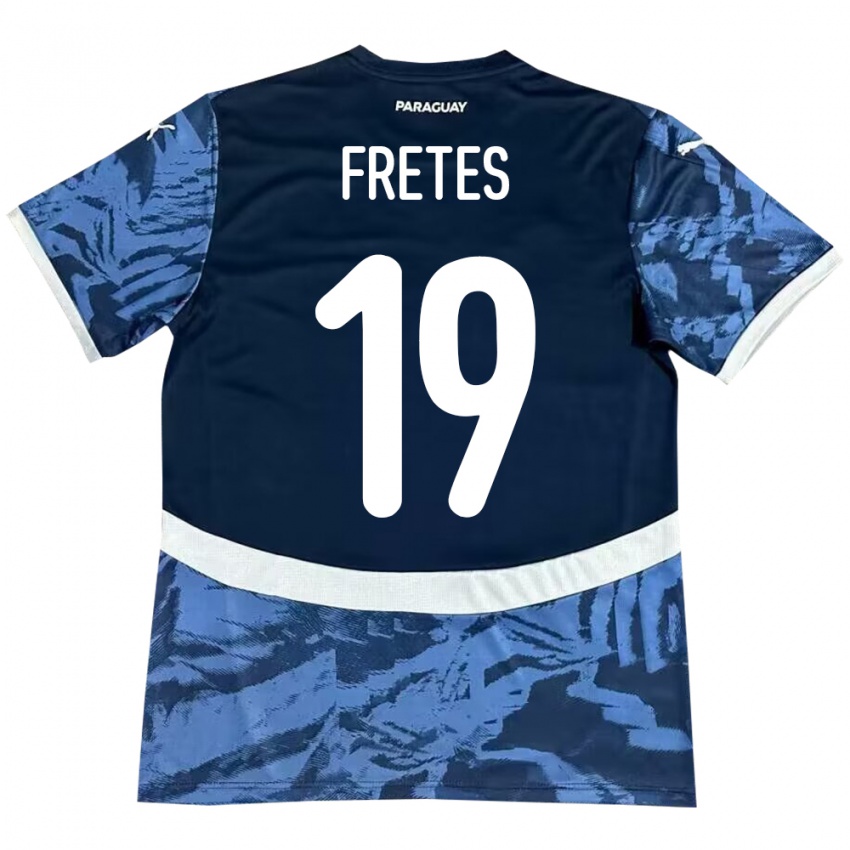 Bambino Maglia Paraguay Alexis Fretes #19 Blu Kit Gara Away 24-26 Maglietta