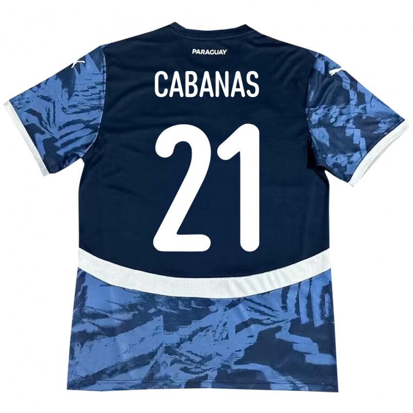 Bambino Maglia Paraguay Víctor Cabañas #21 Blu Kit Gara Away 24-26 Maglietta